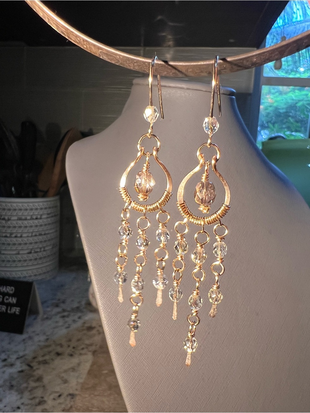 Handmade Artist Made one of a kind gemstone dangle earrings NEW